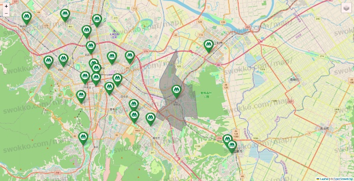 北海道のモスバーガーの店舗地図