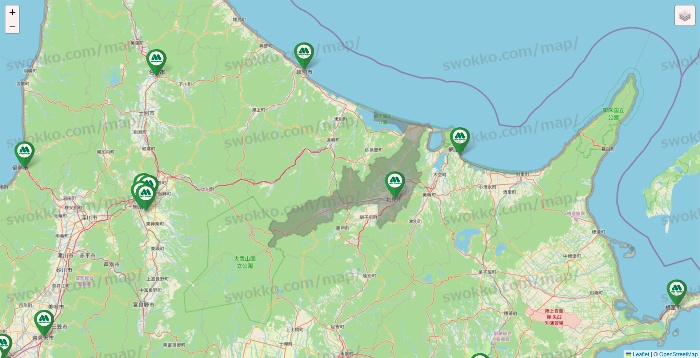 北海道のモスバーガーの店舗地図