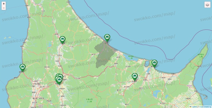 北海道のモスバーガーの店舗地図