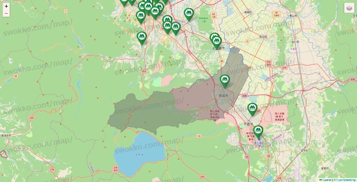 北海道のモスバーガーの店舗地図