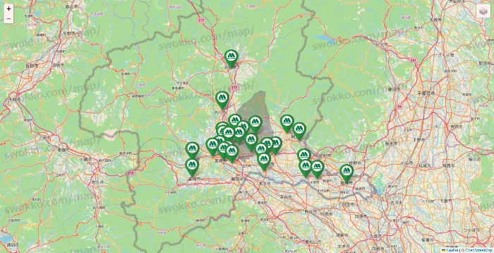 群馬県のモスバーガーの店舗地図