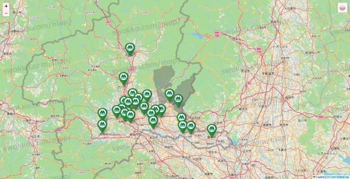 群馬県のモスバーガーの店舗地図