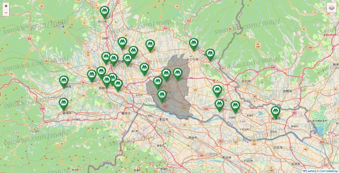 群馬県のモスバーガーの店舗地図
