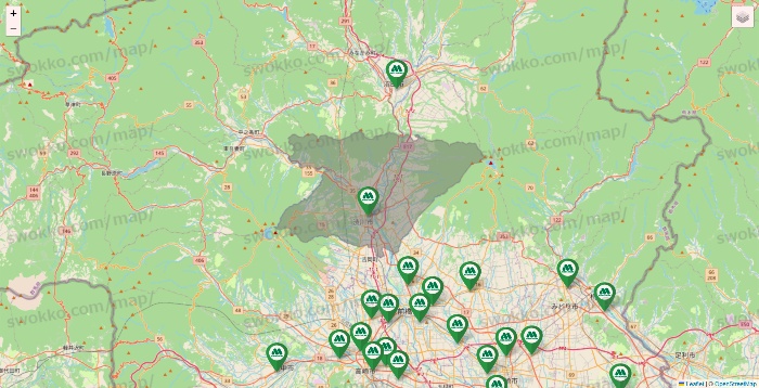 群馬県のモスバーガーの店舗地図