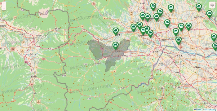 群馬県のモスバーガーの店舗地図