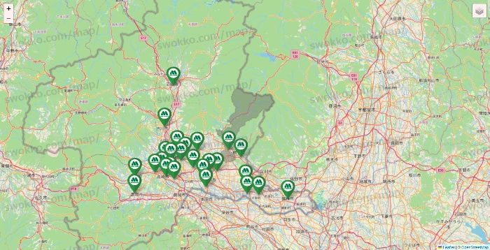 群馬県のモスバーガーの店舗地図