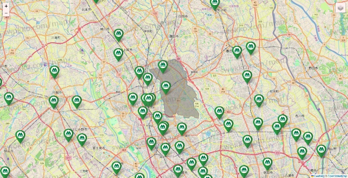 埼玉県のモスバーガーの店舗地図