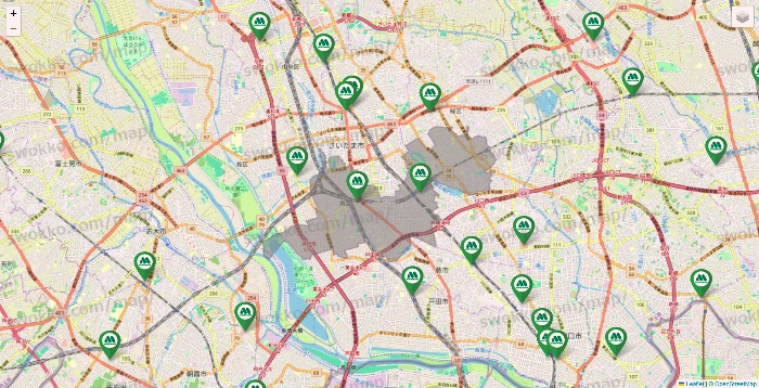 埼玉県のモスバーガーの店舗地図
