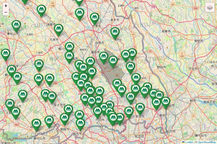 埼玉県のモスバーガーの店舗地図