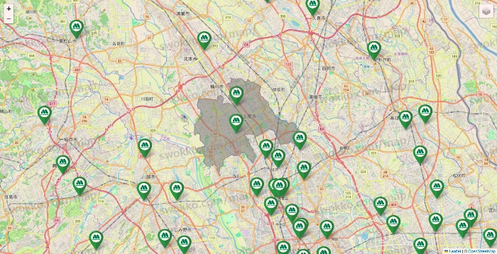埼玉県のモスバーガーの店舗地図