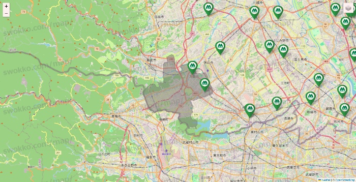 埼玉県のモスバーガーの店舗地図