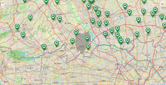 埼玉県のモスバーガーの店舗地図