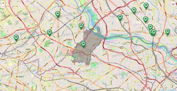 埼玉県のモスバーガーの店舗地図