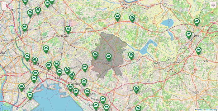 千葉県のモスバーガーの店舗地図