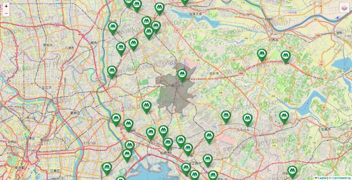 千葉県のモスバーガーの店舗地図