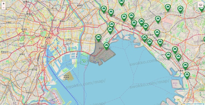 千葉県のモスバーガーの店舗地図