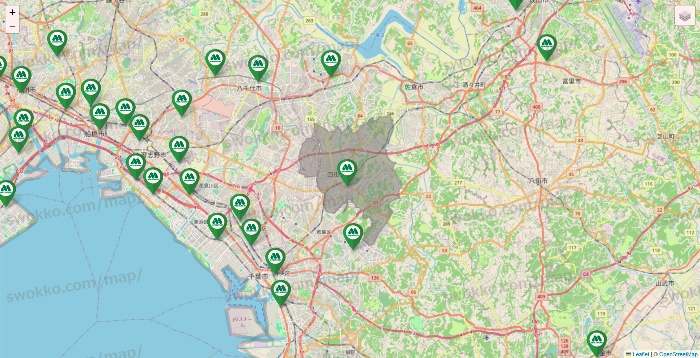 千葉県のモスバーガーの店舗地図