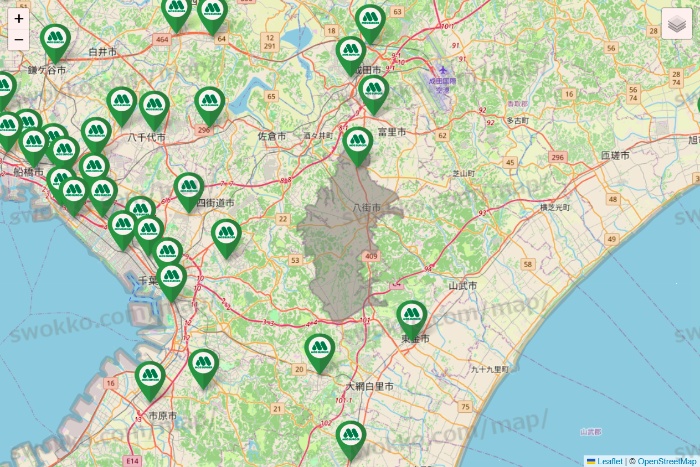 千葉県のモスバーガーの店舗地図