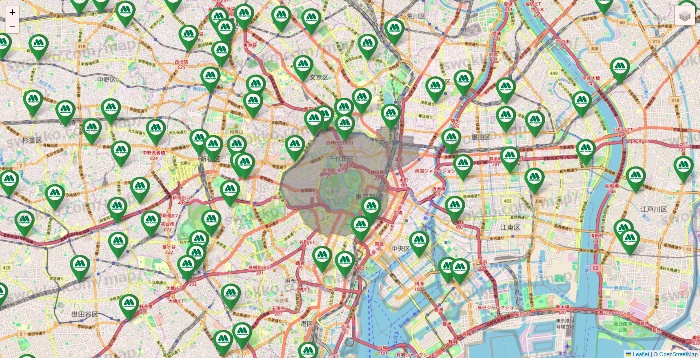 東京都のモスバーガーの店舗地図