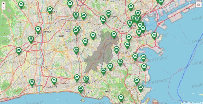 神奈川県のモスバーガーの店舗地図