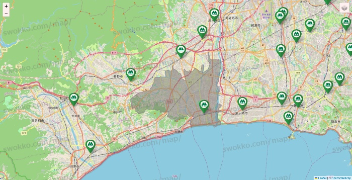 神奈川県のモスバーガーの店舗地図