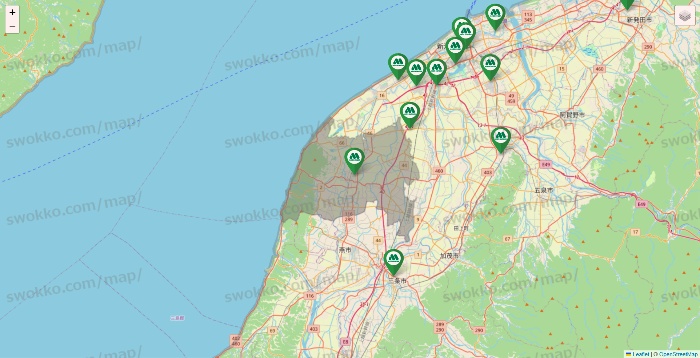 新潟県のモスバーガーの店舗地図