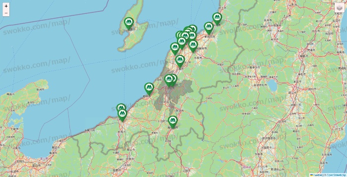 新潟県のモスバーガーの店舗地図