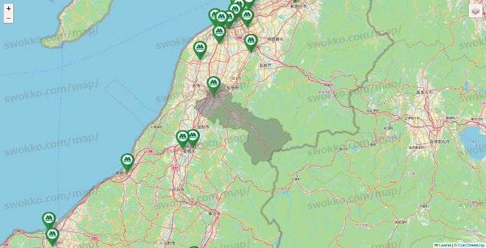 新潟県のモスバーガーの店舗地図