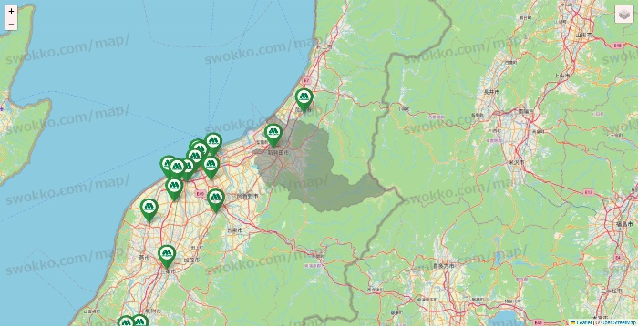 新潟県のモスバーガーの店舗地図