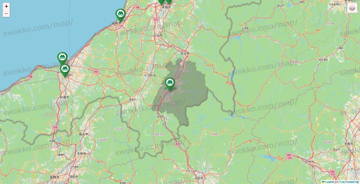 新潟県のモスバーガーの店舗地図