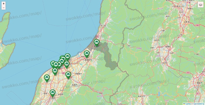 新潟県のモスバーガーの店舗地図