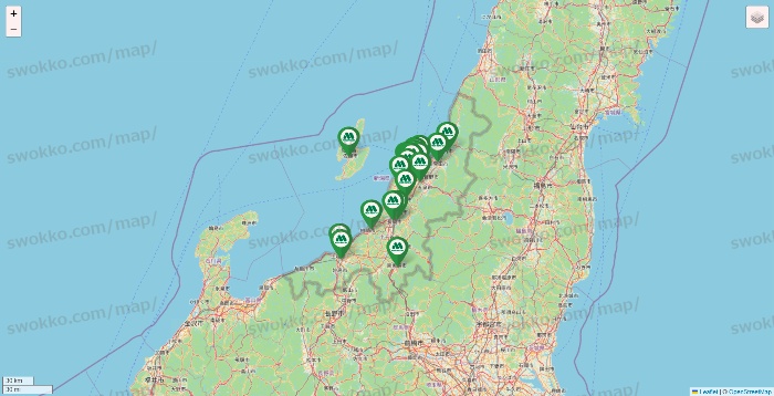 新潟県のモスバーガーの店舗地図