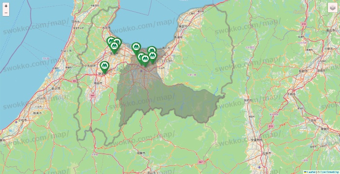 富山県のモスバーガーの店舗地図