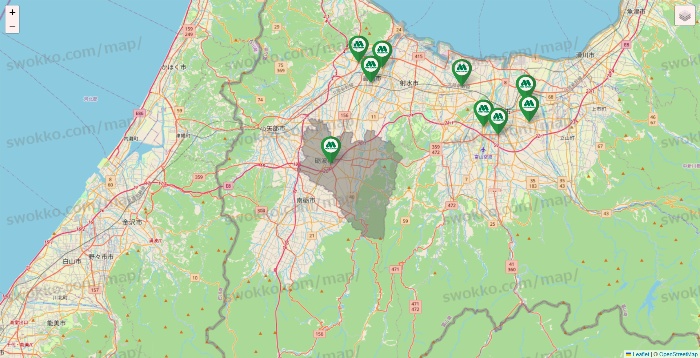 富山県のモスバーガーの店舗地図