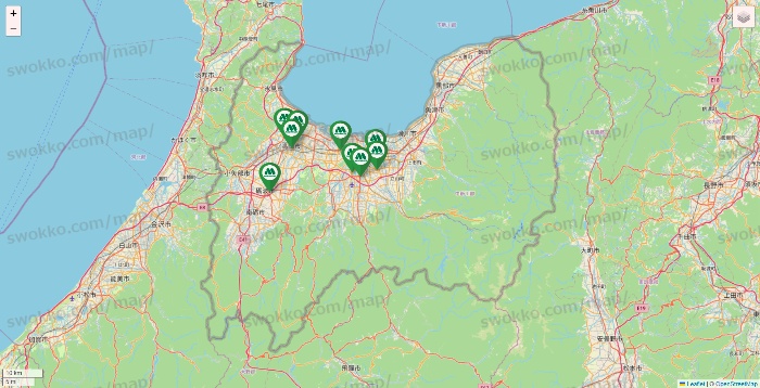 富山県のモスバーガーの店舗地図