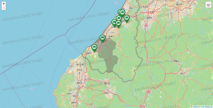 石川県のモスバーガーの店舗地図