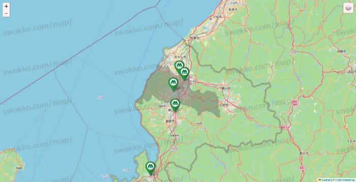 福井県のモスバーガーの店舗地図