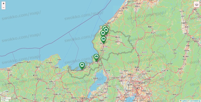 福井県のモスバーガーの店舗地図