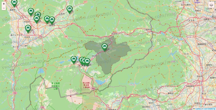 山梨県のモスバーガーの店舗地図