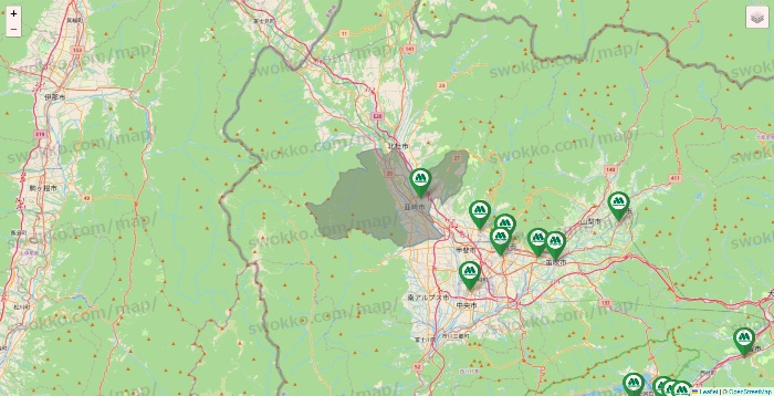 山梨県のモスバーガーの店舗地図