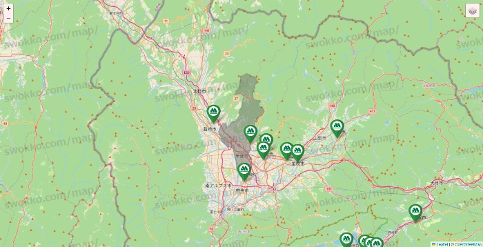 山梨県のモスバーガーの店舗地図
