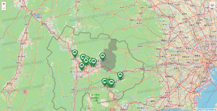 山梨県のモスバーガーの店舗地図