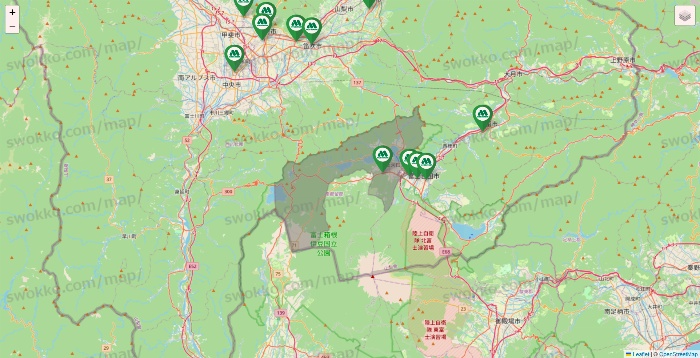 山梨県のモスバーガーの店舗地図
