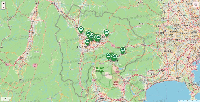 山梨県のモスバーガーの店舗地図