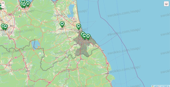 青森県のモスバーガーの店舗地図