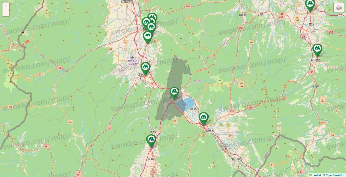 長野県のモスバーガーの店舗地図