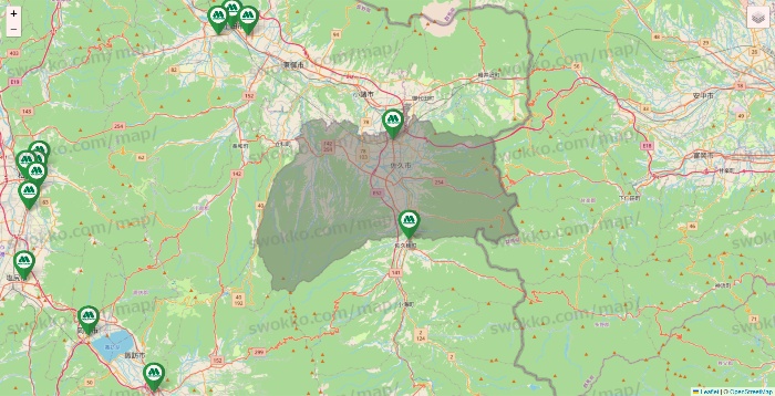 長野県のモスバーガーの店舗地図