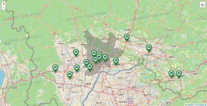 岐阜県のモスバーガーの店舗地図