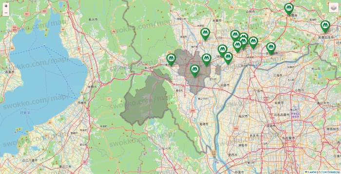 岐阜県のモスバーガーの店舗地図