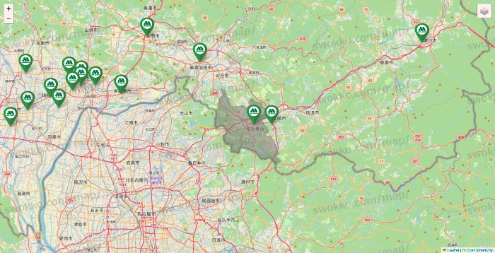 岐阜県のモスバーガーの店舗地図